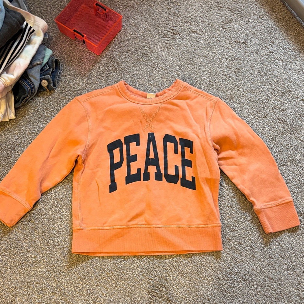 Old Navy Orange Kids Sweatshirt with Peace Graphic